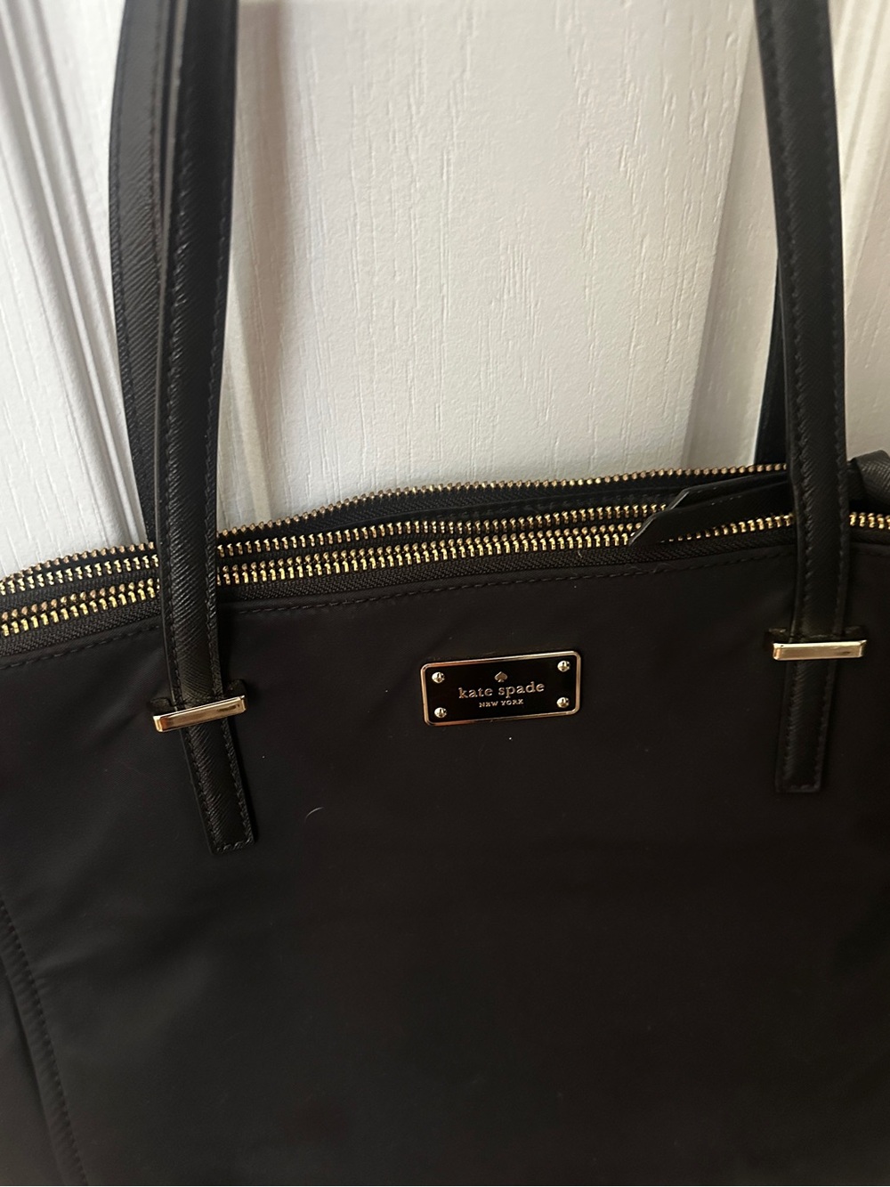 kate spade Black Nylon Tote with Gold Hardware Plate